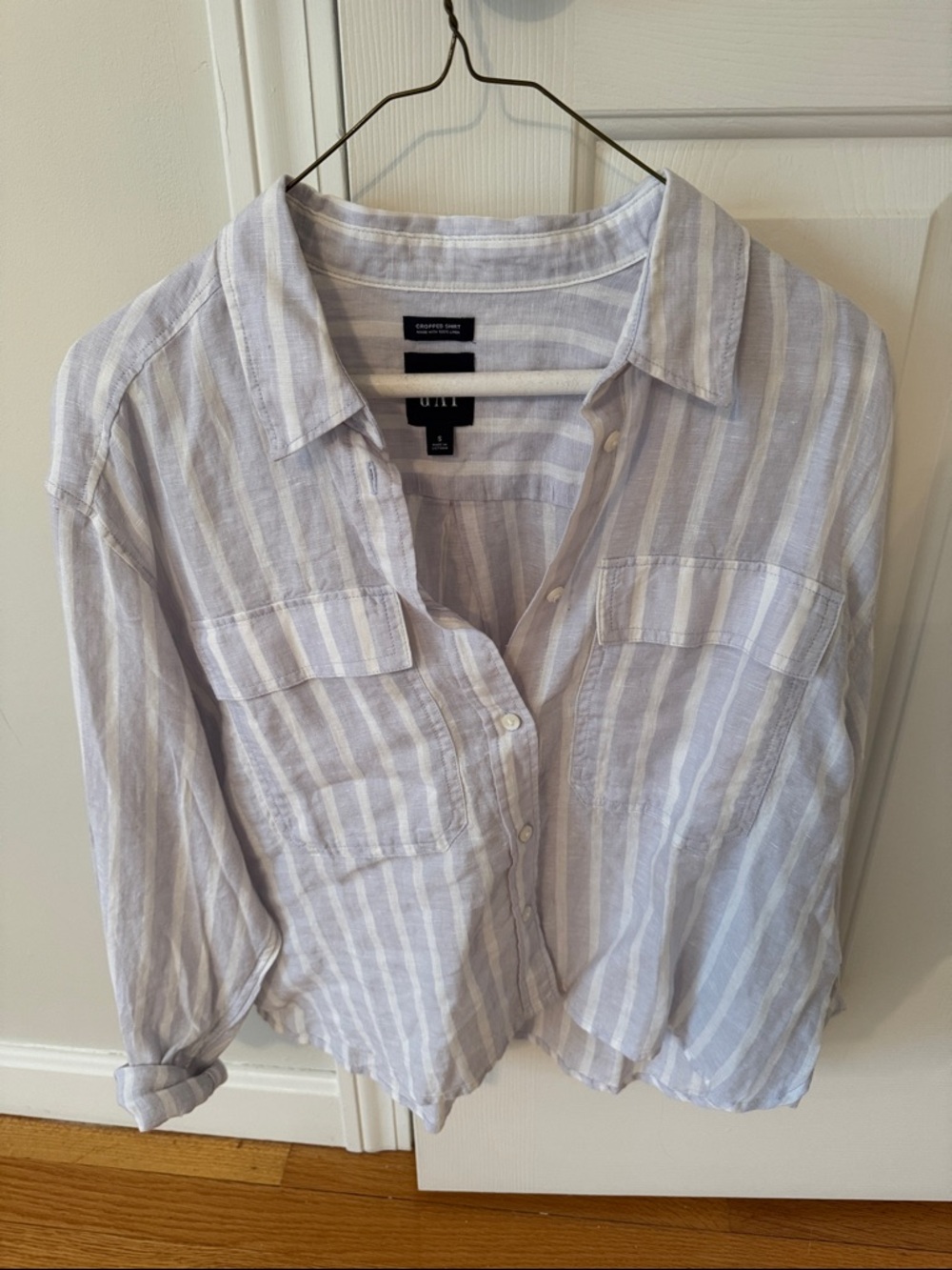 GAP Light Blue and White Striped Button-Down Shirt